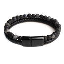 Braided Leather and Stones Buddhist Bracelet