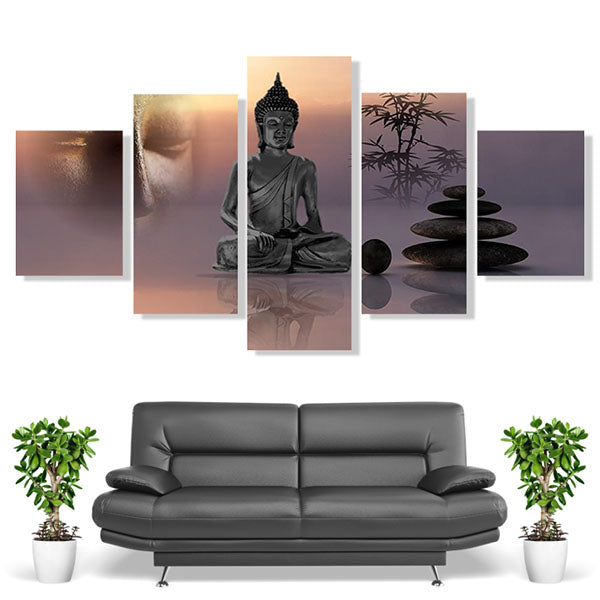5-Panels-Buddha-Painting