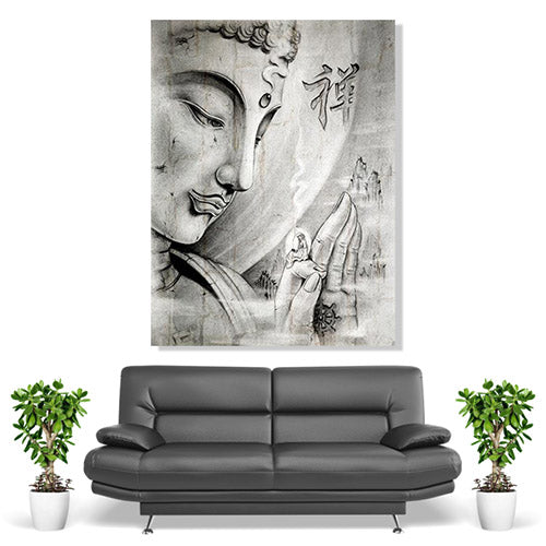 Black-and-White-Buddha-Painting